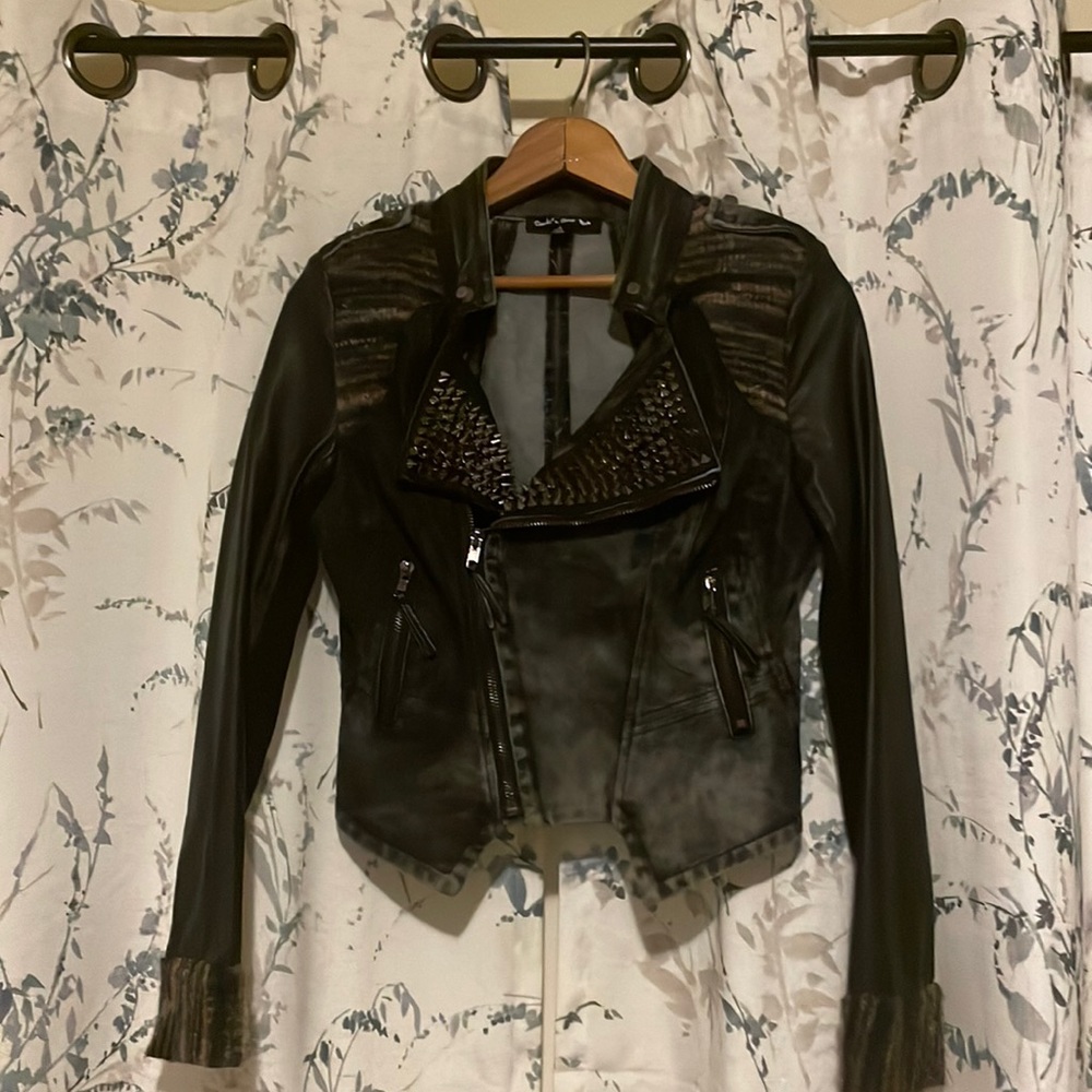 Faux Leather and Jean Jacket with studs. Like NEW